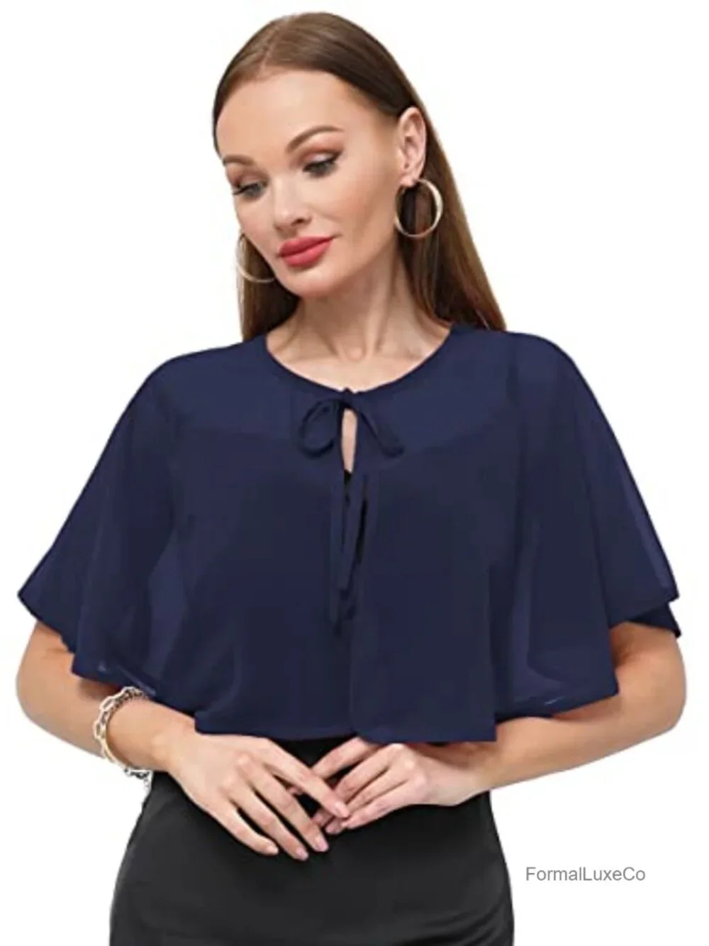 Chiffon Shawl Wrap Sheer Shrug Capelet for Wedding